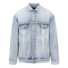 BB-sprøjtemalet Denim-jakke i Large-pasform “Light Blue Yellow” 678354TDW143341