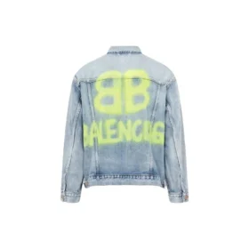 BB-sprøjtemalet Denim-jakke i Large-pasform “Light Blue Yellow” 678354TDW143341
