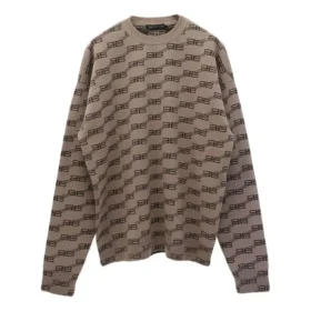 BB striktrøje med rund hals og mønster over hele “Beige” 733859T32539378 BB striktrøje med rund hals og mønster over hele “Beige” 733859T32539378