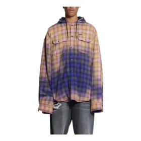 Bleget ternet langærmet hættetrøje “Purple Beige” 699223TMM095212
