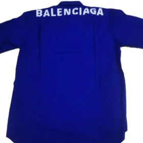 Bomulds-poplin-skjorte med logo på ryggen “Blå” 556913TEM164210