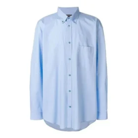Bomulds-poplin-skjorte med logo på ryggen “Light Blue” 508465TWB044850