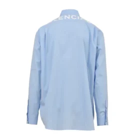 Bomulds-poplin-skjorte med logo på ryggen “Light Blue” 508465TWB044850