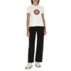 Bomulds-T-shirt med tryk, korte ærmer, hvid 612964TJVD69000