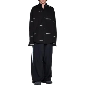 Bomuldsskjorte med logo-print “Black” 662983TOL651070