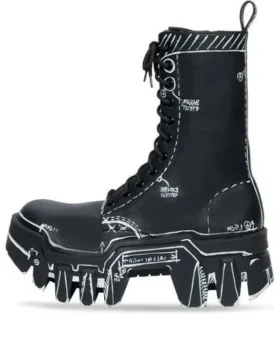 Bulldozer snørestøvler “Black Outline Calfskin” 672502WBEF21090
