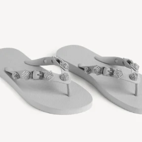 Cagole-sandal til kvinder i Balenciaga-grå/krystal