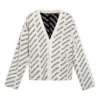 Cardigan med logo overalt “Chalky White Black” 736248T32339054