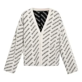 Cardigan med logo overalt “Chalky White Black” 736248T32339054
