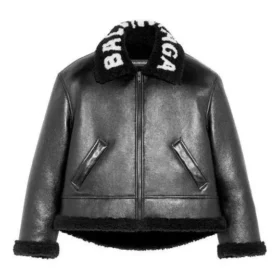 Cocoon læder-aviatorjakke “Black” 646456TKS311069