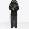 Cocoon læder-aviatorjakke “Black” 646456TKS311069