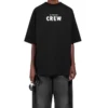 Crew-print, løs pasform, korte ærmer, sort 620941TIV741070