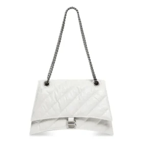 Crush mellemstor kædetaske, quiltet “Optic White” 716393210J09001