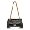 Crush Small Chain Bag med krokodilleprægning “Black” 716351210IX1000