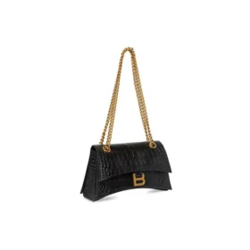 Crush Small Chain Bag med krokodilleprægning “Black” 716351210IX1000