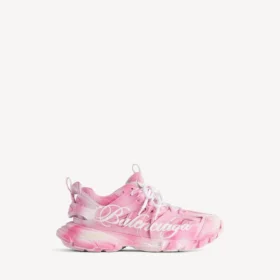 Damesneaker med stencil-logo på Track i pink/hvid