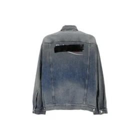 Denim-jakke med knapper og bleget effekt “Blue” 724651THW254245