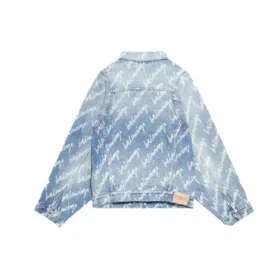 Denim-jakke med script-logo overalt “Lyseblå Hvid” 681690TJW904200