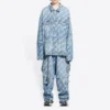 Denim-jakke med script-logo overalt “Lyseblå Hvid” 681690TJW904200