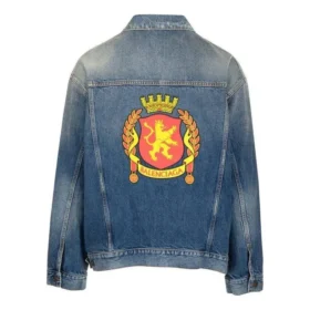 Denimjakke med emblem på ryggen “Blue” 697781TBP484455