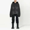 Denimjakke med hætte og knapper i bleget look “Black” 724653TNW541129