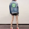 Denimjakke med logo på ryggen “Blue Green” 606170TDW144065