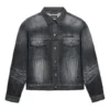 Denimjakke med logo på ryggen, stor pasform, »Fake Wash Black« 620728TIW435720