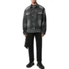 Denimjakke med logo på ryggen, stor pasform, »Fake Wash Black« 620728TIW435720