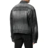 Denimjakke med logo på ryggen, stor pasform, »Fake Wash Black« 620728TIW435720