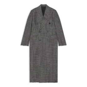 Dobbeltknappet ternet frakke “Black Grey” 704488TMU021070