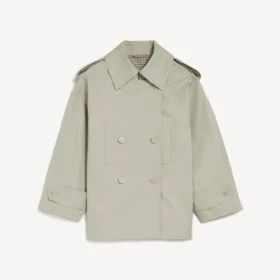Dobbeltknappet trenchcoat til kvinder i lys beige