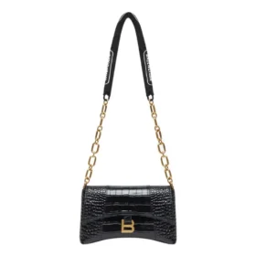 Downtown Xs skuldertaske med krokodilleprægning “Black” 6891212106F1090
