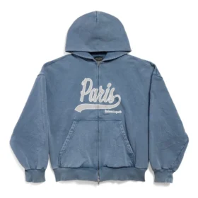 Enjoy Paris hættetrøje med fuld lynlås, regular fit “Faded Blue” 803264TRVL99340