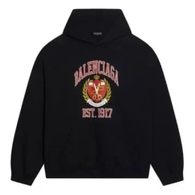 Est. 1917 College-logo-printet hættetrøje i bred pasform “Black” 675003TLV901076