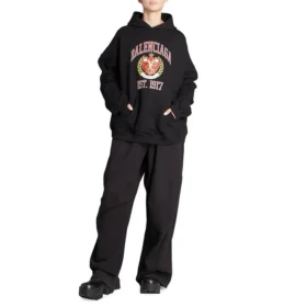 Est. 1917 College-logo-printet hættetrøje i bred pasform “Black” 675003TLV901076