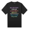 Flersproget T-shirt med korte ærmer til mænd, sort 612966TJVI32771