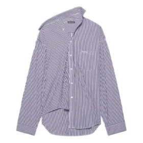 FW21 Langærmet skjorte med striber, mørkeblå 663034TIM368502