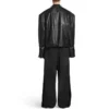 FW23 dekonstrueret jakke med lynlås “Black Soft Buffalo Skin” 768749TMS031000