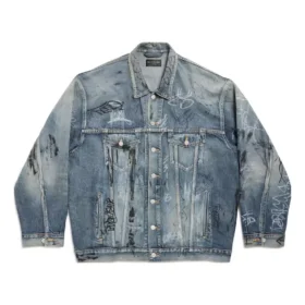 Graffiti Oversized-jakke “Light Blue” 745048TNW014012 Graffiti Oversized-jakke “Light Blue” 745048TNW014012