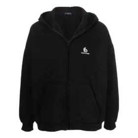 Hættetrøje med lynlås og broderet logo “Black” 674719TLVH81070