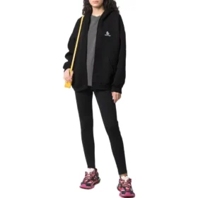 Hættetrøje med lynlås og broderet logo “Black” 674719TLVH81070