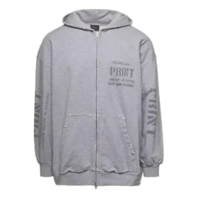 Hættetrøje med lynlås og print, small fit “Grey” 744454TOVN41167