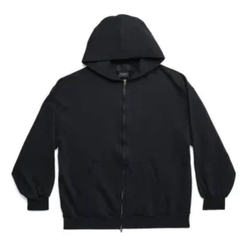 Hættetrøje med lynlås og udvendig løkke, small fit, “Black Faded” 744454TOVF51055