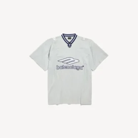 Herre 3b fodbold-T-shirt med V-hals i oversize i grå/hvid