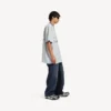 Herre 3b fodbold-T-shirt med V-hals i oversize i grå/hvid