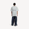 Herre 3b fodbold-T-shirt med V-hals i oversize i grå/hvid