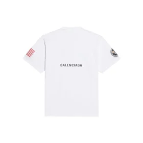 Herre-Balenciaga x NASA Crossover FW21 løs rundhalset kortærmet hvid 651795TKVD79040
