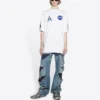 Herre-Balenciaga x NASA Crossover FW21 løs rundhalset kortærmet hvid 651795TKVD79040