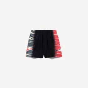 Herre-bermudashorts i sort med ekstrem tie-dye-mønster og regular fit