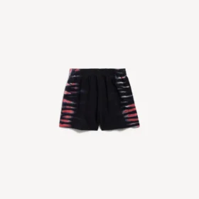 Herre-bermudashorts i sort med ekstrem tie-dye-mønster og regular fit